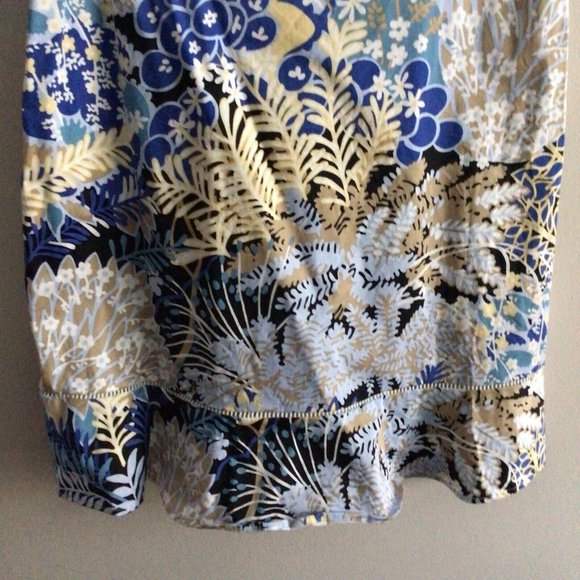 Talbots Women 12 Blue Multi Botanical Garden Flare Hem Short Sleeve Sheath Dress - Picture 5 of 10